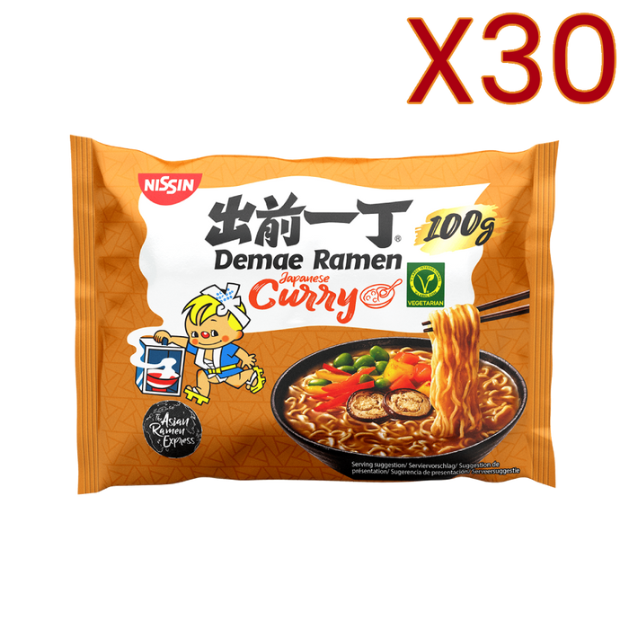 Nissin - Nouilles Ramen Demae Curry Japonais 100G/500ml X30 BUNDLE