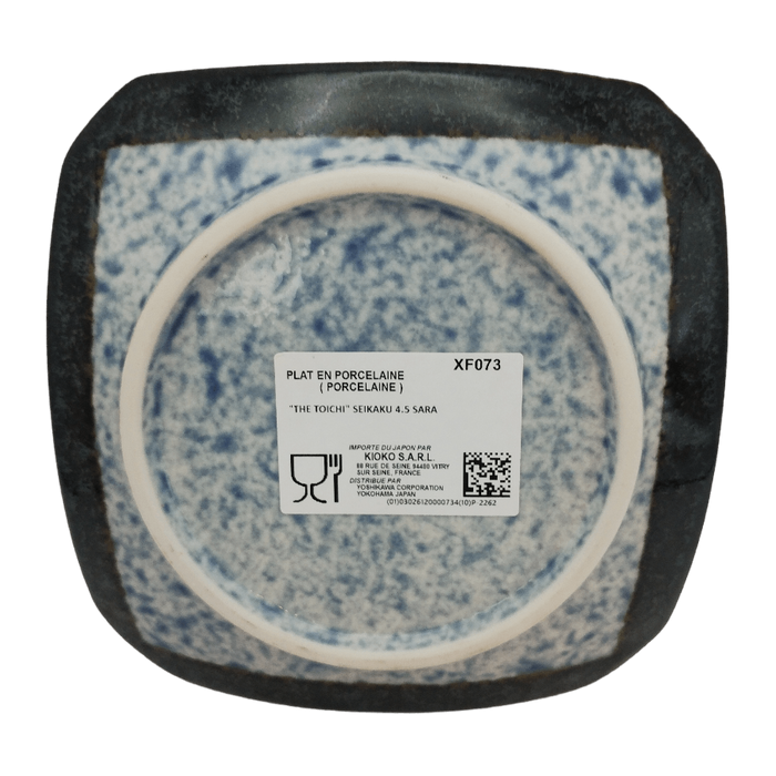 Plat carré en porcelaine Seikaku Bleu 11,4 cm