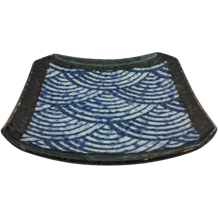 Plat carré en porcelaine Seikaku Bleu 11,4 cm