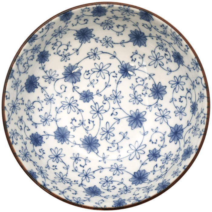 Bol en porcelaine avec motifis floraux Bleu 16.5 cm x 7 cm
